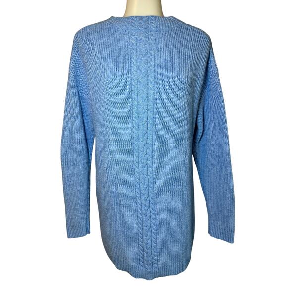 Talbots Blue Lambs Wool Blend Cable Knit Long Sleeve Sweater Woman's Size Medium - Picture 1 of 8